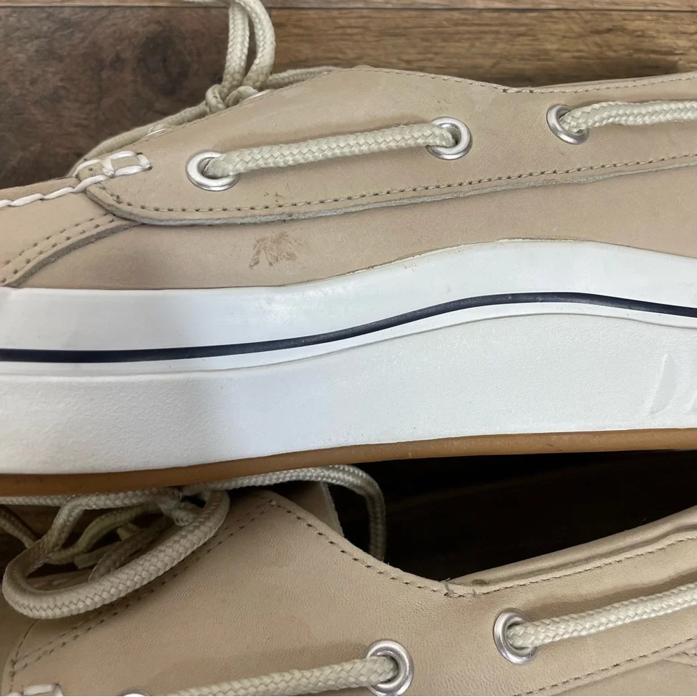 Sperry Men's Top Sider Beige Leather Boat Shoes Size 10.5